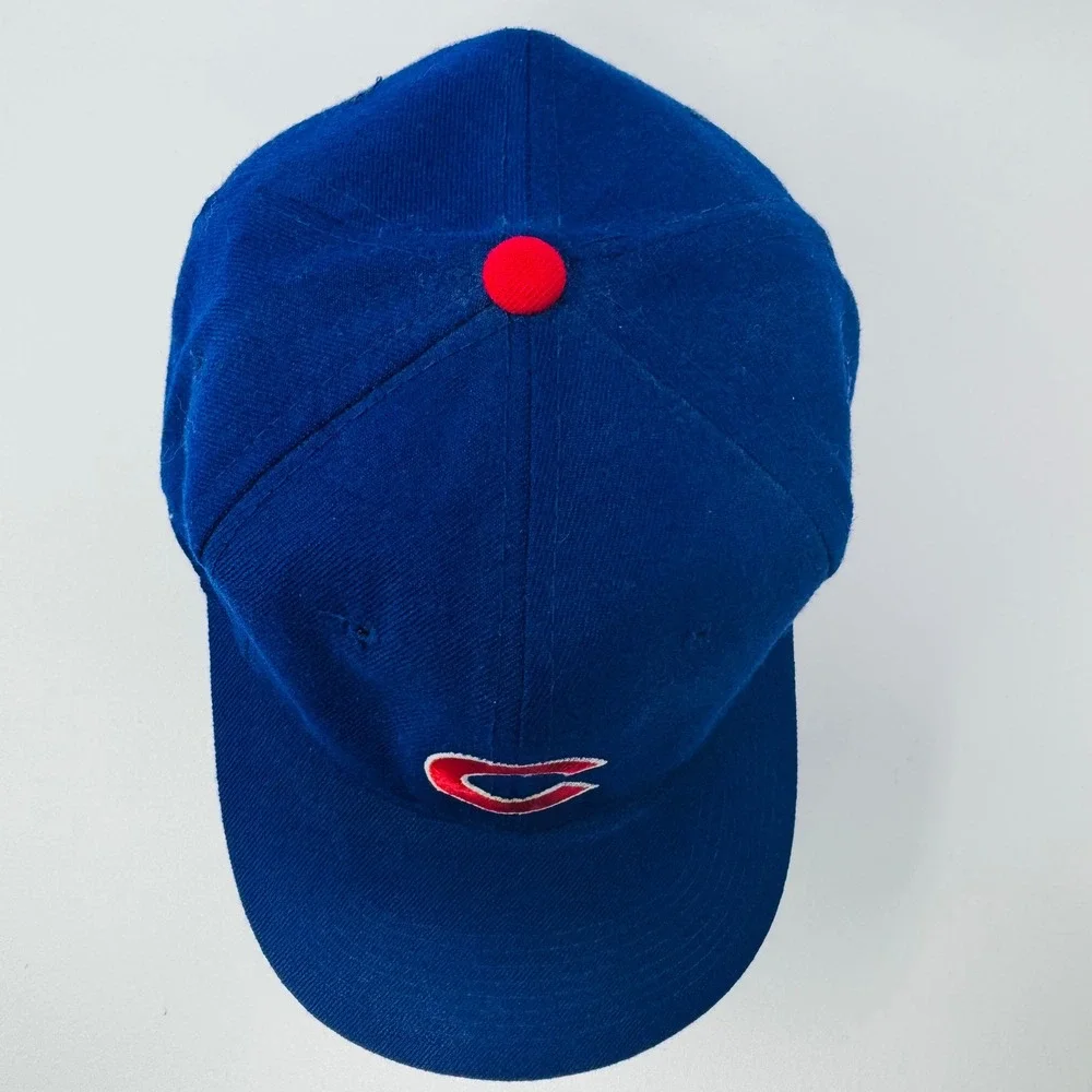 VTG Chicago Cubs Baseball Hat 7 1/4 Blue Red C Logo Sports Specialties 100% Wool
